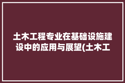 土木工程专业在基础设施建设中的应用与展望(土木工程专业论文) 美食菜谱