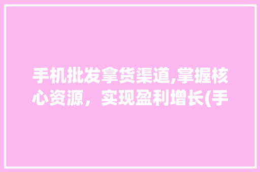 手机批发拿货渠道,掌握核心资源，实现盈利增长(手机批发拿货渠道) 汽车常识