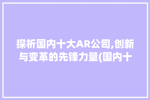 探析国内十大AR公司,创新与变革的先锋力量(国内十大ar公司) 健康母婴