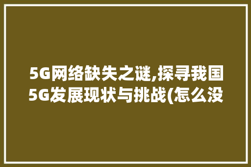 5G网络缺失之谜,探寻我国5G发展现状与挑战(怎么没有5g网络) 时尚穿搭