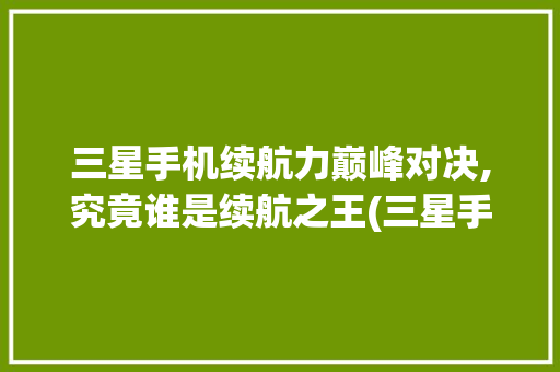 三星手机续航力巅峰对决,究竟谁是续航之王(三星手机续航排名) 美食菜谱