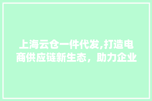 上海云仓一件代发,打造电商供应链新生态，助力企业腾飞(上海云仓一件代发) 手机电脑
