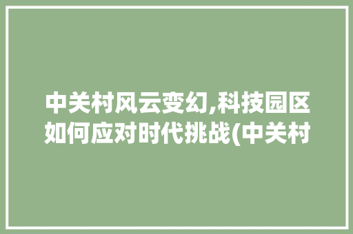 中关村风云变幻,科技园区如何应对时代挑战(中关村今天怎么了)