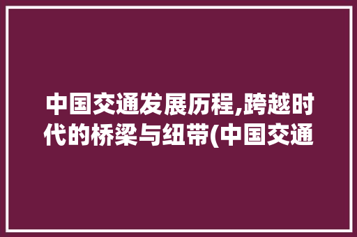 中国交通发展历程,跨越时代的桥梁与纽带(中国交通发展历程) 手机电脑