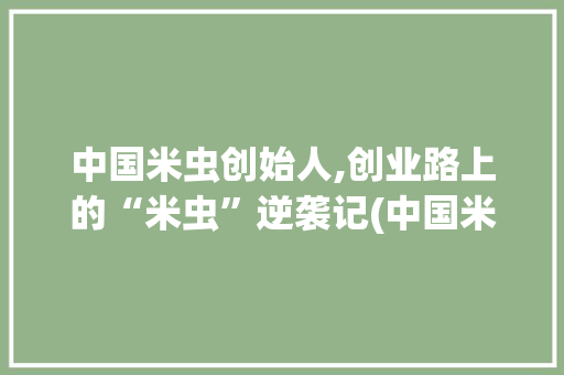 中国米虫创始人,创业路上的“米虫”逆袭记(中国米虫的创始人) 健康母婴