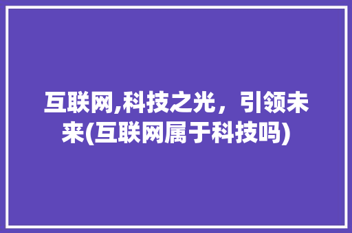 互联网,科技之光，引领未来(互联网属于科技吗)
