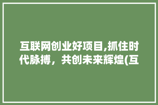 互联网创业好项目,抓住时代脉搏，共创未来辉煌(互联网创业好项目)