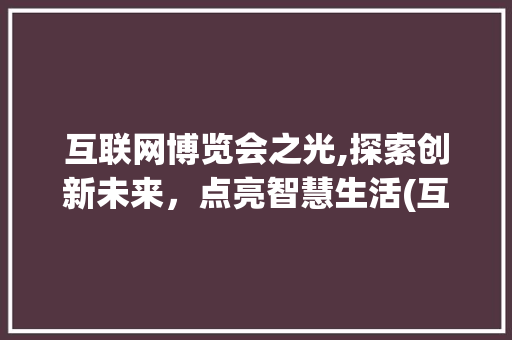 互联网博览会之光,探索创新未来，点亮智慧生活(互联网博览会之光)