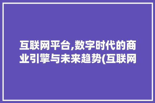 互联网平台,数字时代的商业引擎与未来趋势(互联网平台的概念)