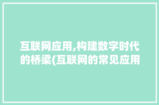 互联网应用,构建数字时代的桥梁(互联网的常见应用)