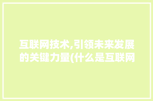 互联网技术,引领未来发展的关键力量(什么是互联网技术)