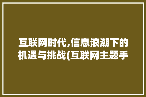 互联网时代,信息浪潮下的机遇与挑战(互联网主题手抄报)