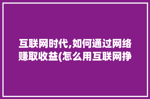 互联网时代,如何通过网络赚取收益(怎么用互联网挣钱)