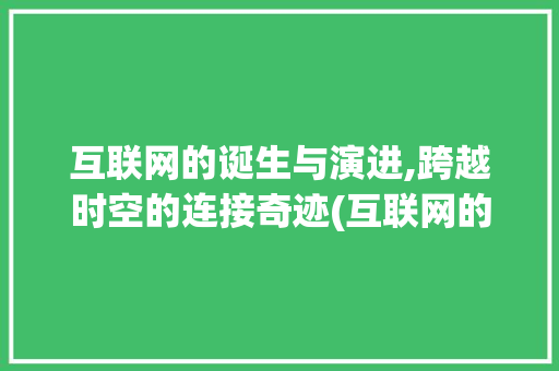 互联网的诞生与演进,跨越时空的连接奇迹(互联网的发展历程)