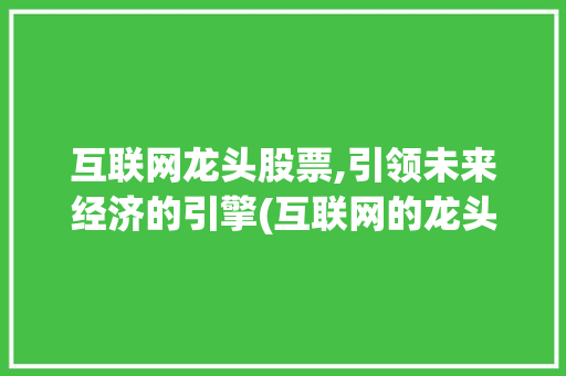 互联网龙头股票,引领未来经济的引擎(互联网的龙头股票)