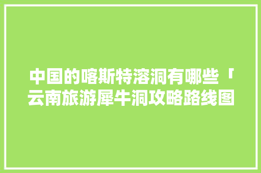 中国的喀斯特溶洞有哪些「云南旅游犀牛洞攻略路线图」 中国的喀斯特溶洞有哪些「云南旅游犀牛洞攻略路线图」 教育法律