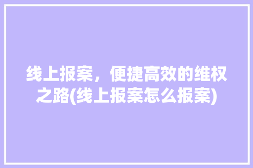 线上报案，便捷高效的维权之路(线上报案怎么报案) 手机电脑