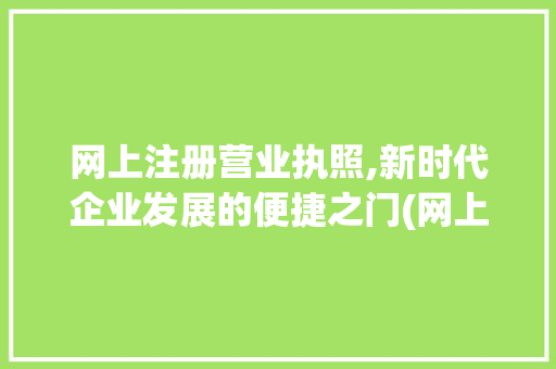 网上注册营业执照,新时代企业发展的便捷之门(网上注册营业执照) 汽车常识