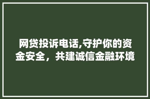 网贷投诉电话,守护你的资金安全，共建诚信金融环境(举报网贷投诉电话) 美食菜谱