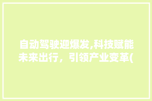 自动驾驶迎爆发,科技赋能未来出行，引领产业变革(自动驾驶迎来爆发) 手机电脑