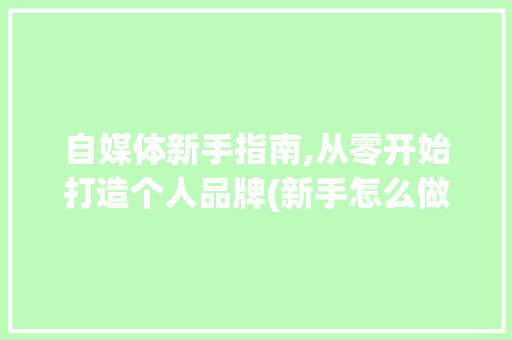 自媒体新手指南,从零开始打造个人品牌(新手怎么做自媒体) 汽车常识