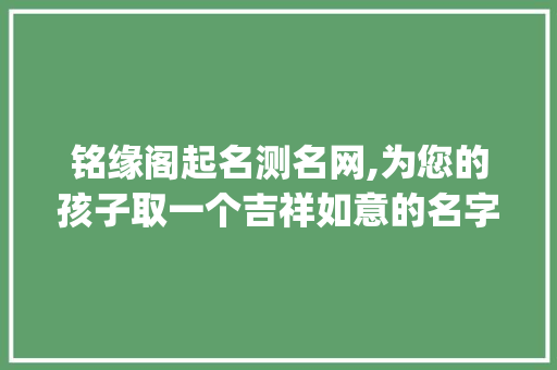 铭缘阁起名测名网,为您的孩子取一个吉祥如意的名字(铭缘阁起名测名网)