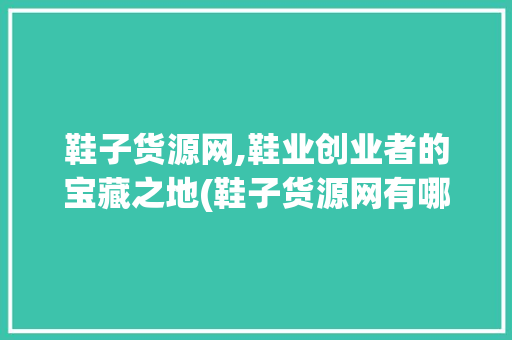 鞋子货源网,鞋业创业者的宝藏之地(鞋子货源网有哪些) 美食菜谱