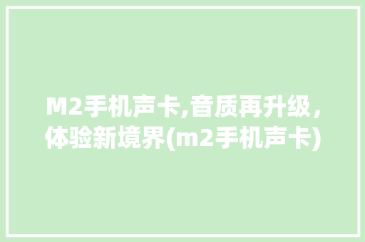 M2手机声卡,音质再升级，体验新境界(m2手机声卡) 汽车常识
