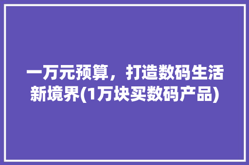 一万元预算，打造数码生活新境界(1万块买数码产品) 健康母婴
