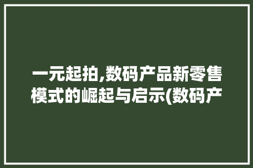 一元起拍,数码产品新零售模式的崛起与启示(数码产品一元起拍)