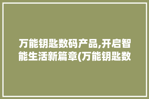 万能钥匙数码产品,开启智能生活新篇章(万能钥匙数码产品) 健康母婴