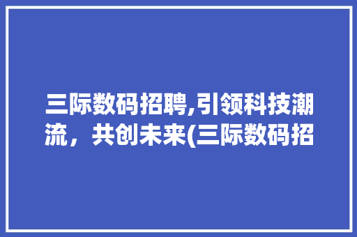 三际数码招聘,引领科技潮流，共创未来(三际数码招聘信息)
