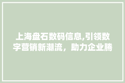 上海盘石数码信息,引领数字营销新潮流，助力企业腾飞(上海盘石数码信息) 时尚穿搭