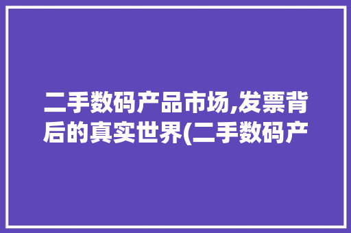 二手数码产品市场,发票背后的真实世界(二手数码产品发票)