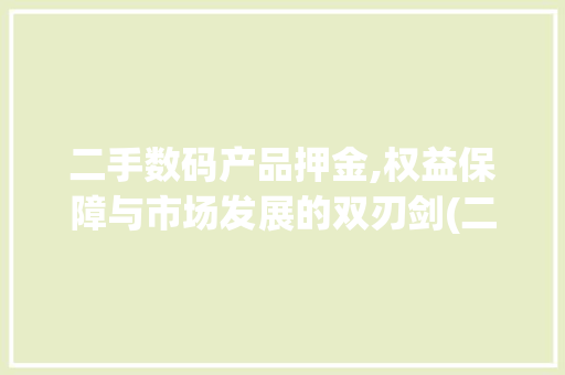 二手数码产品押金,权益保障与市场发展的双刃剑(二手数码产品押金) 美食菜谱