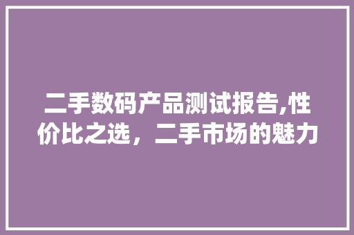 二手数码产品测试报告,性价比之选，二手市场的魅力(二手数码产品测试) 时尚穿搭