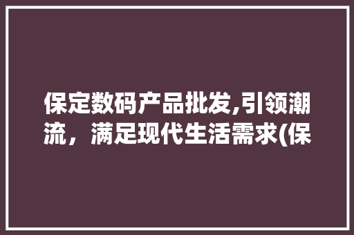 保定数码产品批发,引领潮流，满足现代生活需求(保定数码产品批发) 美食菜谱