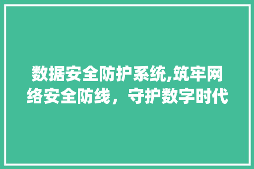 数据安全防护系统,筑牢网络安全防线，守护数字时代信息安全(数据安全防护系统) 手机电脑