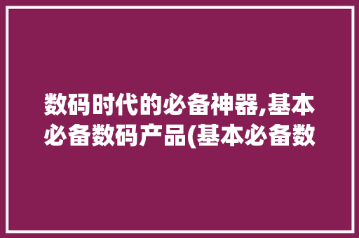 数码时代的必备神器,基本必备数码产品(基本必备数码产品) 手机电脑