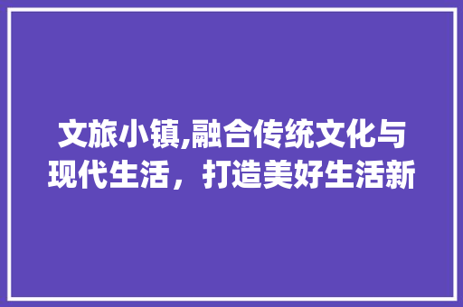 文旅小镇,融合传统文化与现代生活，打造美好生活新天地(文旅小镇规划方法) 手机电脑