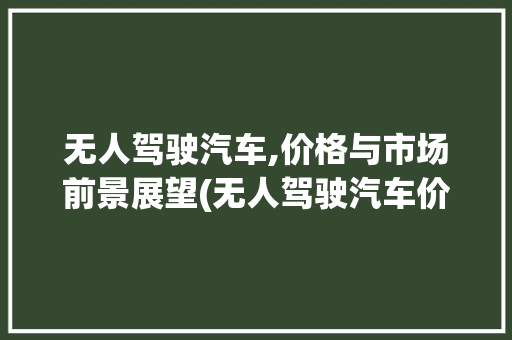 无人驾驶汽车,价格与市场前景展望(无人驾驶汽车价格) 手机电脑
