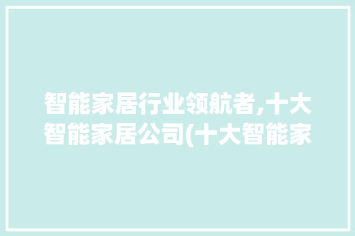智能家居行业领航者,十大智能家居公司(十大智能家居公司) 健康母婴