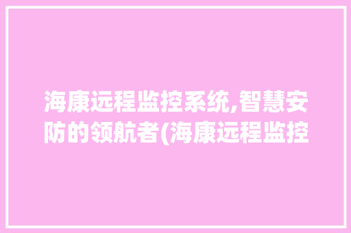海康远程监控系统,智慧安防的领航者(海康远程监控系统) 汽车常识