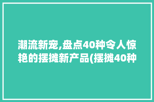潮流新宠,盘点40种令人惊艳的摆摊新产品(摆摊40种新产品) 旅游攻略