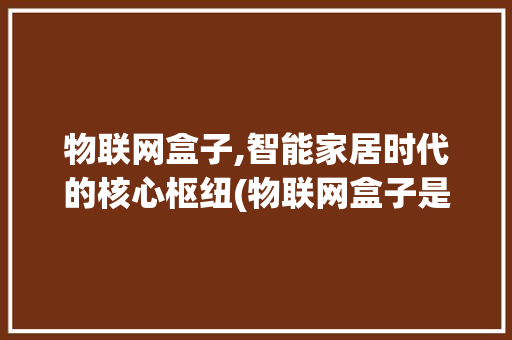 物联网盒子,智能家居时代的核心枢纽(物联网盒子是什么) 时尚穿搭