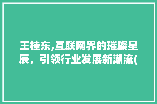 王桂东,互联网界的璀璨星辰，引领行业发展新潮流(互联网王桂东简介) 时尚穿搭