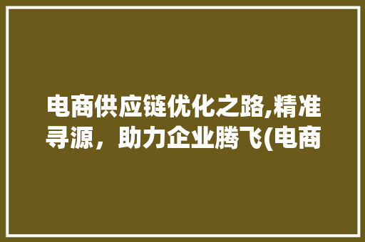 电商供应链优化之路,精准寻源，助力企业腾飞(电商供应链怎么找) 汽车常识