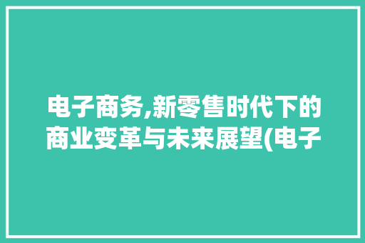 电子商务,新零售时代下的商业变革与未来展望(电子商务发展现状) 手机电脑