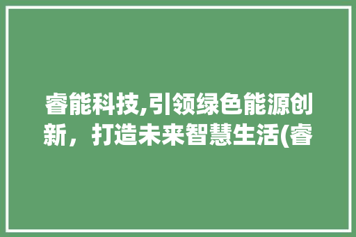 睿能科技,引领绿色能源创新，打造未来智慧生活(睿能科技公司) 美食菜谱