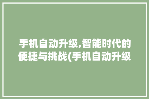 手机自动升级,智能时代的便捷与挑战(手机自动升级) 教育法律